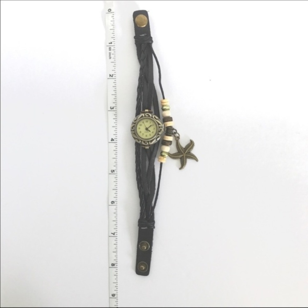Boho Chic Black Starfish Charm Bracelet Watch - Picture 5 of 5